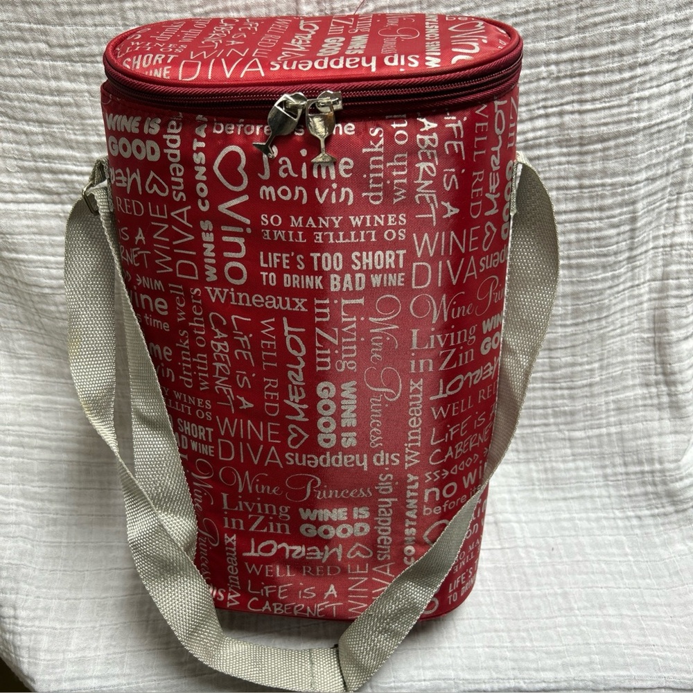 Wine bag insulated 2 bottles cooler-Themed carrying case for travel unisex